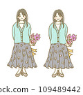 Illustration material: Autumn/winter fashion women 10 whole body facial expression set 109489442