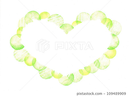 Eraser stamp green heart decorative frame 109489909