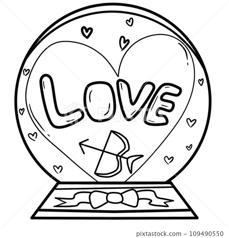 black line art of glass ball on a white background, coloring book art supply for kids black line art of glass ball on a white background, coloring book art supply for kids 109490550