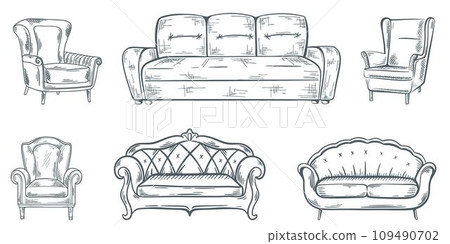 Hand engraved home sofa, armchairs and chair Hand engraved home sofa, armchairs and chair 109490702