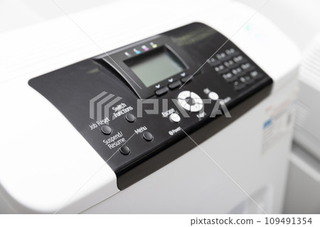 Close up of printer or photocopier control panel, selective focus 109491354