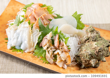 Assorted delicious shellfish sashimi 109491691