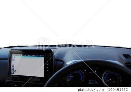 Image of a driver's eye view of a small wagon (forward visibility is transparent) 109491852