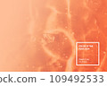 Color 2024 Peach fuzz. Texture of transparent antiseptic gel with air bubbles. Skin care concept. Liquid beauty product closeup. Abstract background, an ideal backdrop for design presentation 109492533
