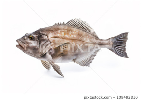Image of a halibut fish isolated on white background. Fresh fish. Underwater animals. Generative AI. 109492810