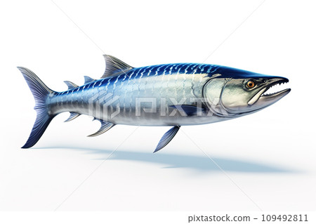Image of a king fish isolated on white background. Fresh fish. Underwater animals. Generative AI. 109492811