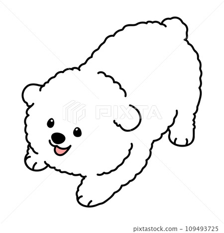 簡單可愛的比熊捲毛插圖，邀請您玩耍，主線 109493725