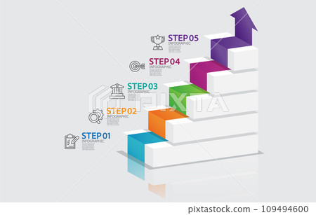 business data visualization steps timeline infographic element report layout template background with business line icon 5 steps 109494600