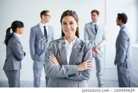 Team leader, arms crossed or corporate portrait of happy woman, manager or group planning company enterprise. Confident CEO trust, female empowerment or boss smile for professional agency corporation Team leader, arms crossed or corporate portrait of happy woman, manager or group planning company enterprise. Confident CEO trust, female empowerment or boss smile for professional agency corporation 109494684