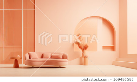 Simplicity meets warmth in a Peach Fuzz-colored interior 109495595