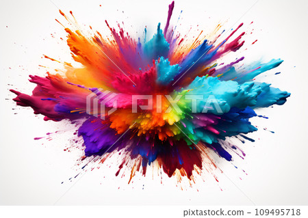 colored powder explosion on white background 109495718
