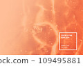 Color 2024 Peach Buzz. Texture of transparent antiseptic gel with air bubbles. Skin care concept. Liquid beauty product closeup. Abstract background, an ideal backdrop for design presentation 109495881