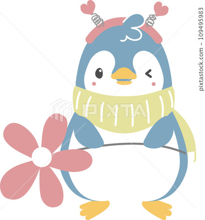 happy valentine's day with penguin holding flower, love concept, flat png transparent element character design happy valentine's day with penguin holding flower, love concept, flat png transparent element character design 109495983