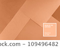 Abstract geometric paper background demonstrating Peach Buzz trendy color 2024. The backdrop for an invitation card, greeting card or web design. Creative copy space, flat lay 109496482