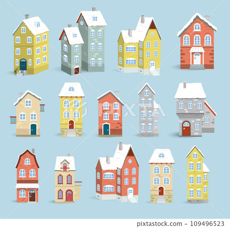 A set of several old houses A set of several old houses 109496523