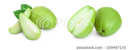 fresh Chayote vegetable isolated on white background fresh Chayote vegetable isolated on white background 109497135