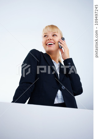 Smile, business and phone call with woman, employee and mockup space with consultant, agent and communication. Person, worker and girl with smartphone, conversation and speaking with network and talk Smile, business and phone call with woman, employee and mockup space with consultant, agent and communication. Person, worker and girl with smartphone, conversation and speaking with network and talk 109497245