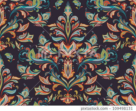 Vector colorful seamless pattern with oriental ornament. Beautiful endless background Vector colorful seamless pattern with oriental ornament. Beautiful endless background 109498131