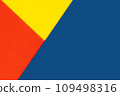 Yelllow blue red color paper background. Geometric figures, shapes. Abstract geometric flat composition. Empty space on monochrome cardboard. 109498316