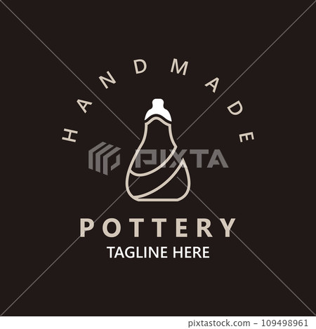 Pottery logo design handmade, creative traditional mug craft concept inspiration nature workshop template 109498961