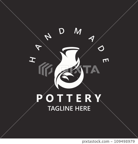 Pottery logo design handmade, creative traditional mug craft concept inspiration nature workshop template 109498979