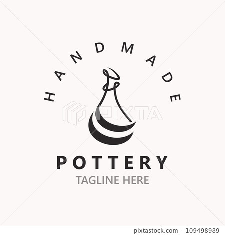 Pottery logo design handmade, creative traditional mug craft concept inspiration nature workshop template 109498989
