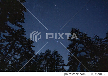 [Starry sky material] Starry sky at Mt. Kitayokodake in midwinter [Nagano Prefecture] 109499012