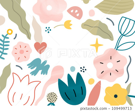 Valentine, Whimsical Love Pattern - modern flat vector concept illustration of playful love-themed elements and abstract floral designs. Metaphor of joyful affection, love, connection, growth 109499713