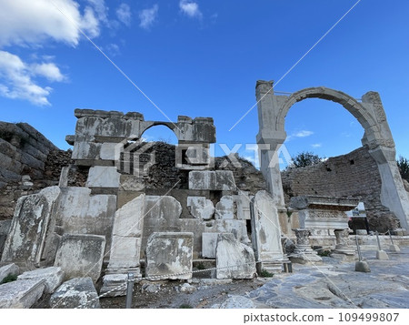 Elements of ancient architecture and ruins of Ephesus, Izmir. Elements of ancient architecture and ruins of Ephesus, Izmir. 109499807