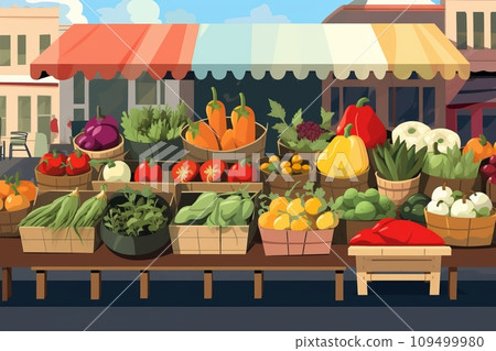 Seasonal vegetables at a street outdoor market 109499980