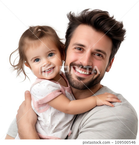 AI-generated content. Father Holding Daughter Fathers Day Special, white Background Generate Ai 109500546
