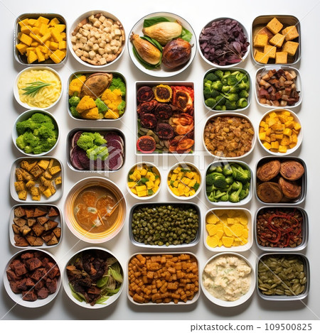 AI-generated content. Thanksgiving meal prep time-lapse, white background AI Generative 109500825