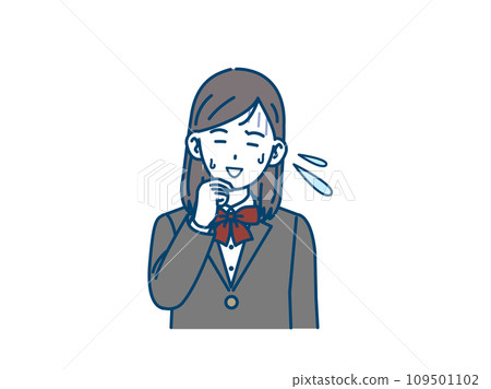 一個國中和高中的女孩看起來慌亂、不安和困擾。 一個國中和高中的女孩看起來慌亂、不安和困擾。 109501102