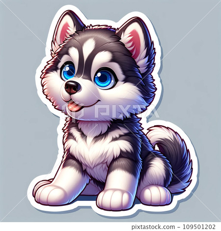 cute husky puppy cartoon