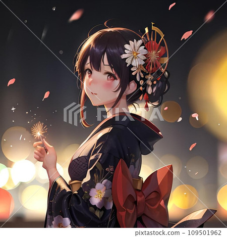 cute kimono girl 109501962