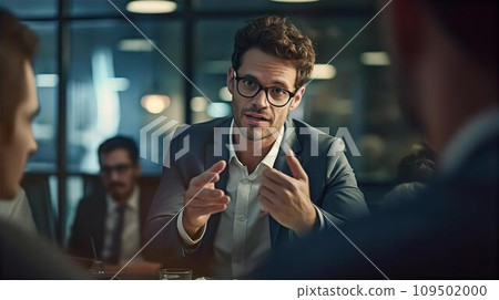 西方商人進行討論、腦力激盪、會議、商務談判、交換意見、開會 西方商人進行討論、腦力激盪、會議、商務談判、交換意見、開會 109502000