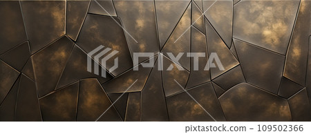 Bronze panel from patinated geometric tiles 109502366