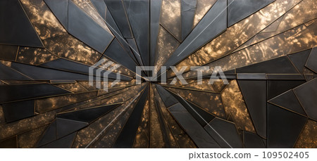 Bronze panel from patinated geometric tiles Bronze panel from patinated geometric tiles 109502405