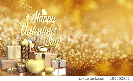 The gold gift box for Valentine's Day concept 3d rendering The gold gift box for Valentine's Day concept 3d rendering 109502831