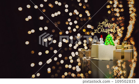 The Gold text and gift box for Christmas or Holiday concept 3d rendering 109502835