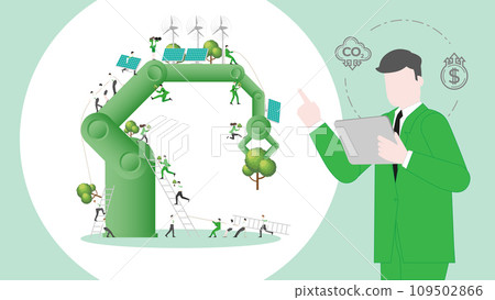 ESG sustainability business policy. Carbon credit calculate from reduce carbon footprint and carbon offset. Profit of Industry 109502866