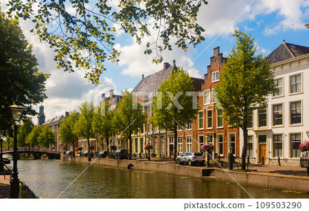 Streets and canals of Leiden town, Netherlands 109503290