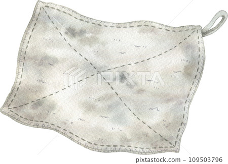Watercolor illustration of a used dirty rag 109503796