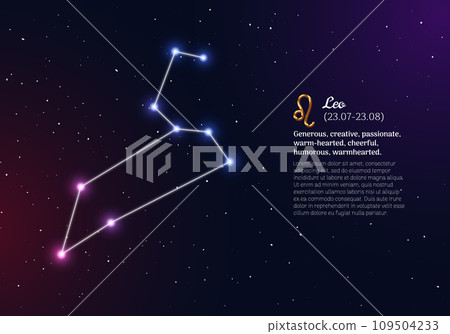 Leo zodiacal constellation with bright stars 109504233