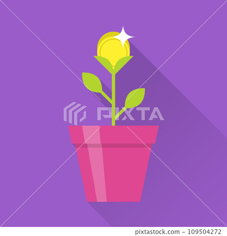 Gold coin flower pot icon 109504272