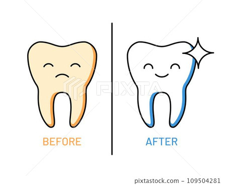 Professional teeth cleaning outline illustration Professional teeth cleaning outline illustration 109504281