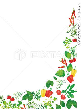 Watercolor style vegetable and herb frame 109504476