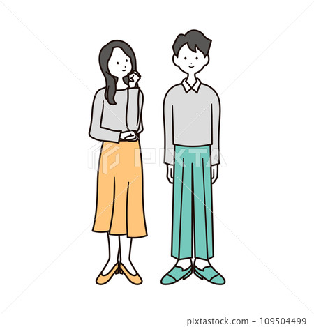 休閒服男女全身插畫素材集 109504499