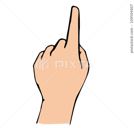 Hand sign_index finger_representing numbers_1_back of hand Hand sign_index finger_representing numbers_1_back of hand 109504807