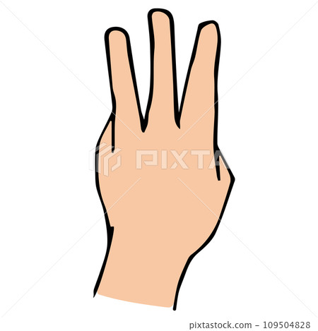 Hand sign_representing numbers_3_back of hand 109504828